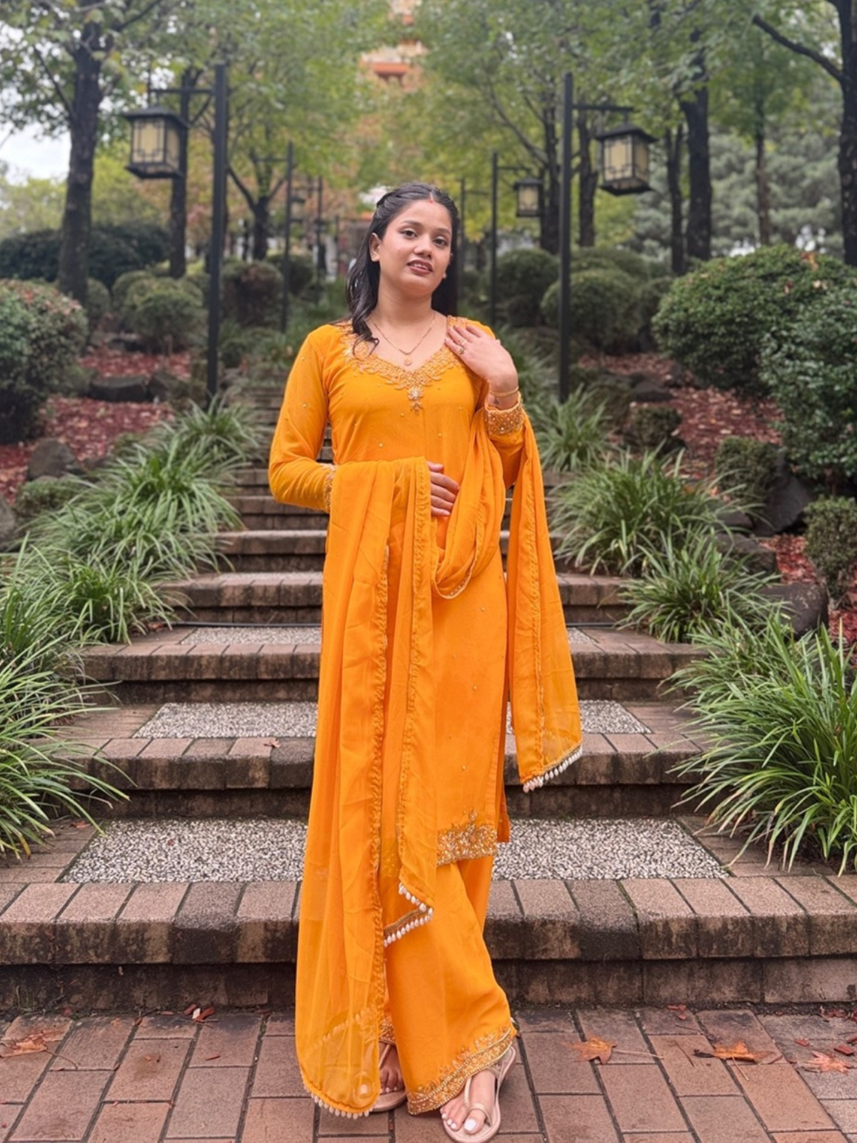 Orange Handwork Plazo Set