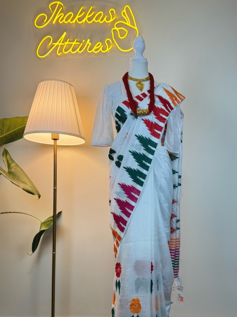 White Dhaka Sari Set
